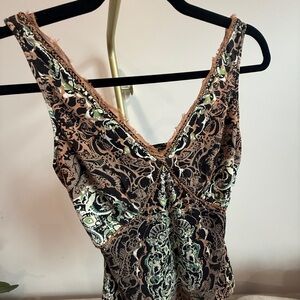 Vintage Elie Tahari Black and Cream Paisley Camisole